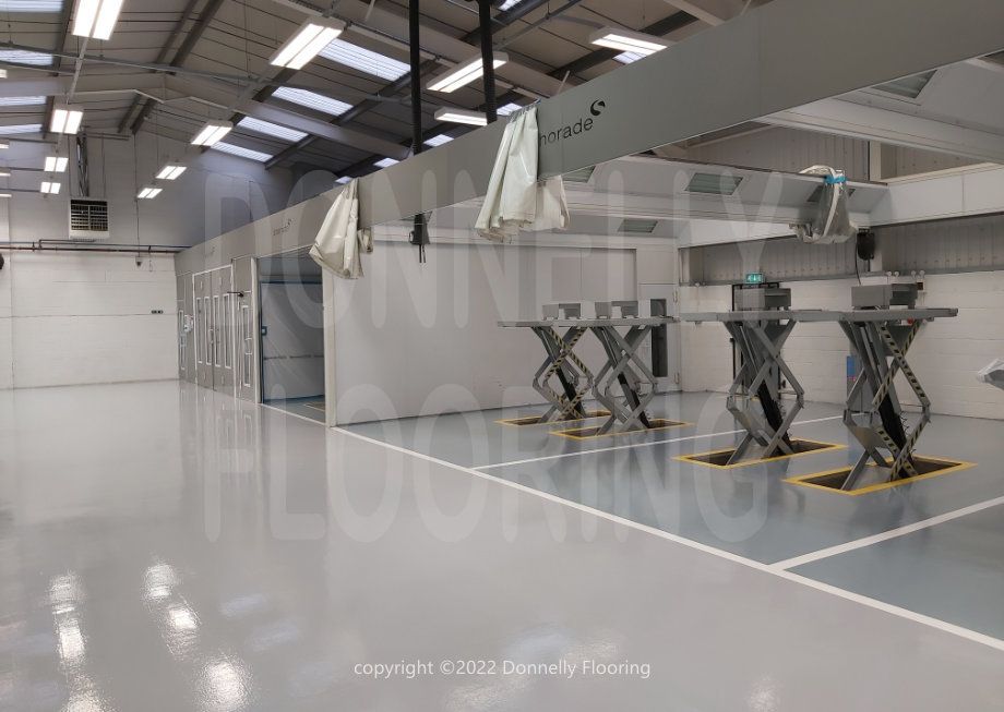 resin flooring refurbishment - Lamborghini dealership