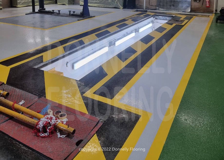 resin flooring refurbishment - East Midlands Airport ATF Testing Centre