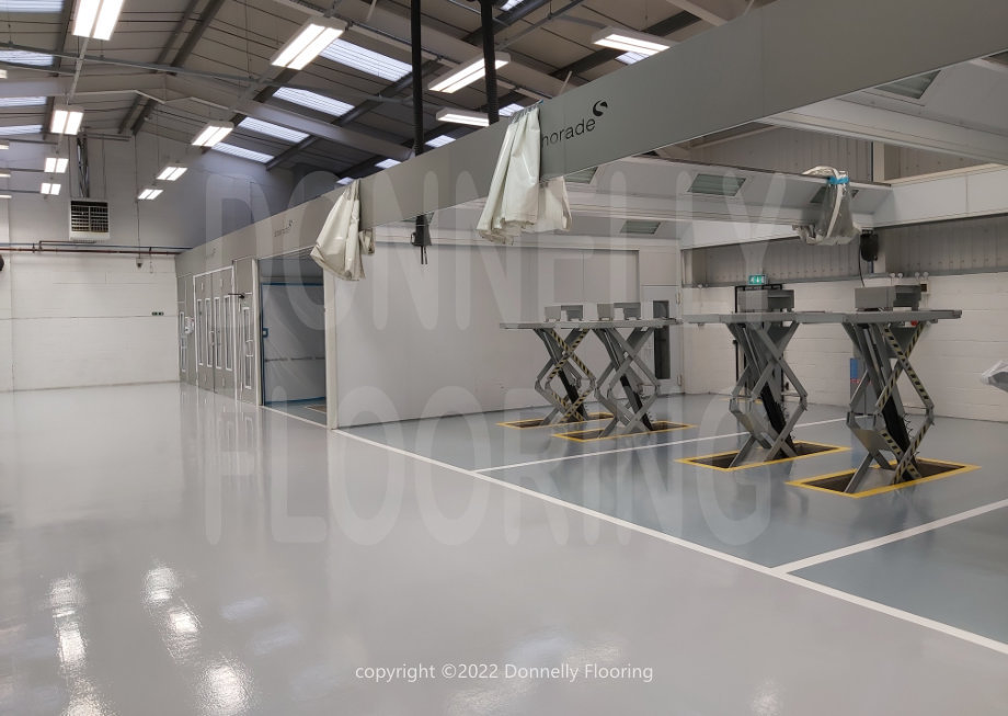 resin flooring refurbishment - Lamborghini dealership